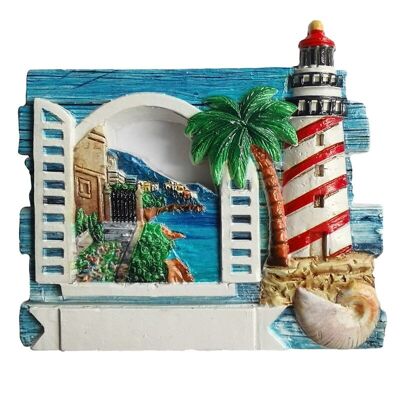 3D Printed Souvenir Seaside Magnet Window & Lighthouse
