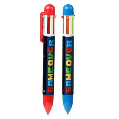 Stylo multicolore Game Over (6 couleurs)
