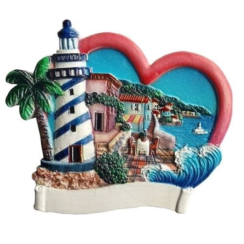 3D Printed Souvenir Seaside Magnet - Heart Shaped Lighthouse and Terrace