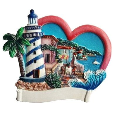 Magnete al mare souvenir stampato in 3D - Faro e terrazza a forma di cuore