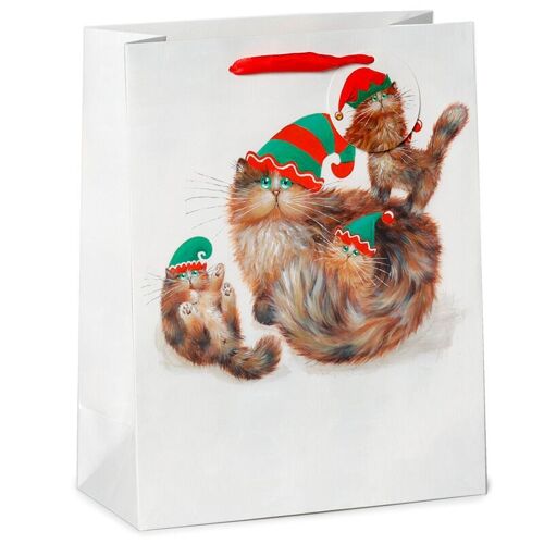 Kim Haskins Cats Christmas Elves Gift Bag Large