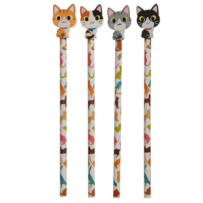 Topper per matita e gomma per gatti