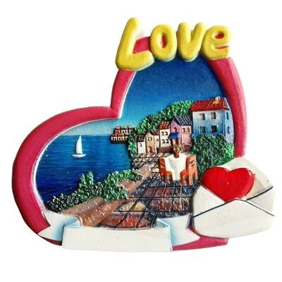 Magnete al mare souvenir stampato in 3D - Lettera d'amore a forma di cuore