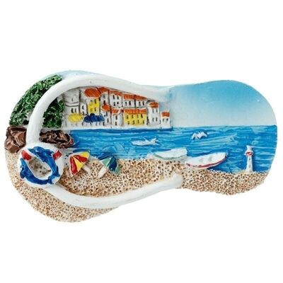 Imán costero de recuerdo - Escena de playa Flip Flop