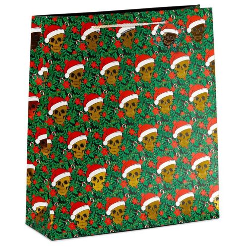 Christmas Skull Metallic Gift Bag Extra Large