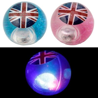 Sfera rimbalzante lampeggiante a LED con glitter Union Jack