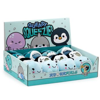 Queasy Squeezies Adoramals Sealife Poulpe, requin, pingouin en peluche