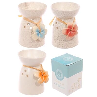 Eden Speckled Cream Ceramic Oil & Wax Melt Burner with Flower