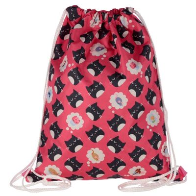 Feline Fine Black Cat Drawstring Bag