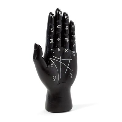 Schwarze mantrische Hand/Tarot-Handfläche