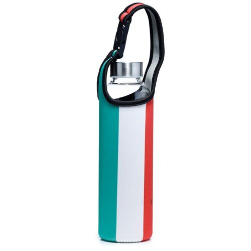Fiat 500 Retro Glass Water Bottle with Protective Sleeve