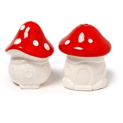 Set di sale e pepe in ceramica per la casa delle fate Toadstool