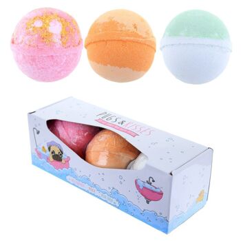 Lot de 3 bombes de bain Pugs and Kisses senteurs fruitées