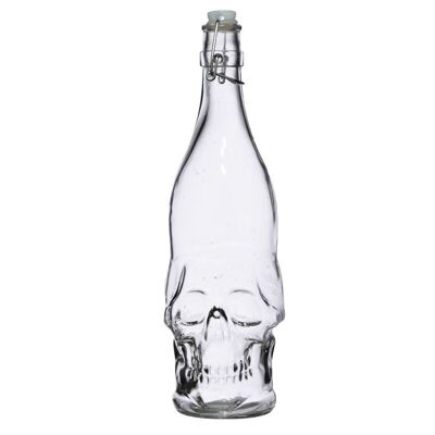 Skulls & Roses Klarglas-Wasserflasche in Schädelform, 1 l