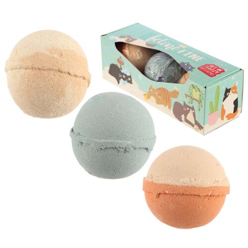 Set of 3 Feline Fine Cat Bath Bombs Sugary Scents