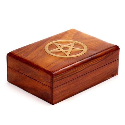 Schmuckschatulle mit Pentagramm-Inlay aus Sheesham-Holz