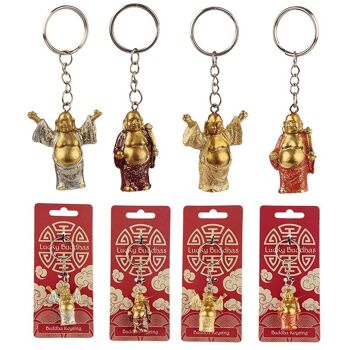 Porte-clés à paillettes Lucky Buddha