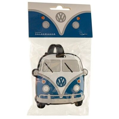 Volkswagen VW T1 Camper Bus Blue PVC Luggage Tag