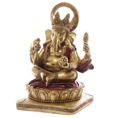 Estatua Ganesh dorada y roja 14cm
