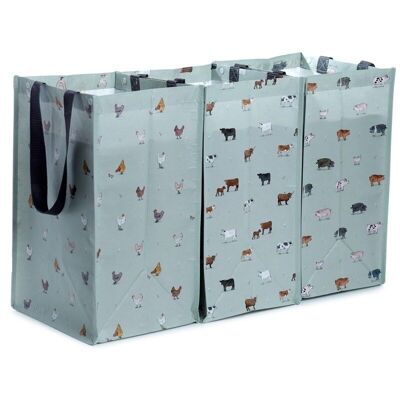 Set of 3 RPET Storage/Recycling Bags Willow Farm