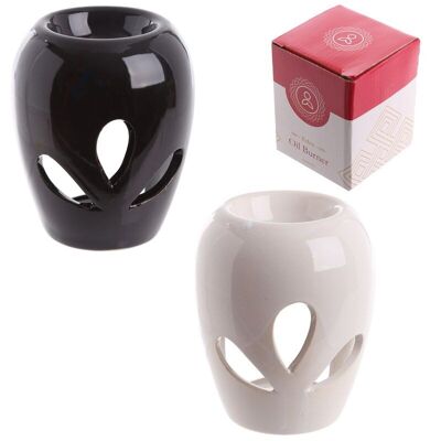 Eden Small Ceramic Bulbous Shaped Petal Cut Out Oil Burner 10.5cm