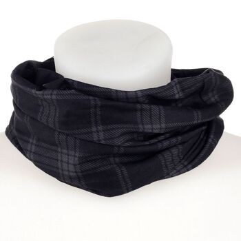 Cache-cou noir et gris Tartan Neck Warmer Tube