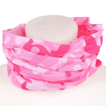 Foulard tube cache-cou camouflage rose