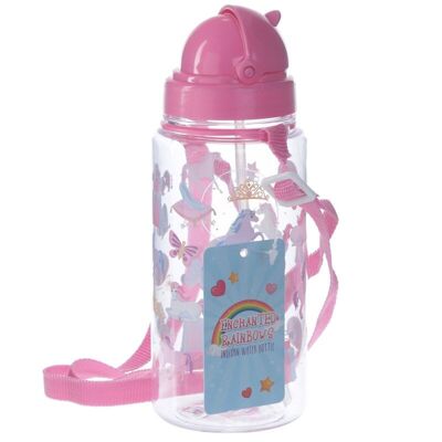 Botella de agua infantil 450 ml Unicornio arcoíris encantado