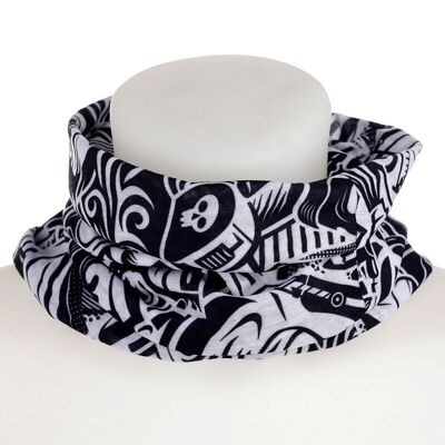 Black & White Graffiti Neck Warmer Tube Scarf