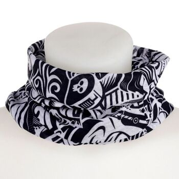 Foulard tube noir et blanc Graffiti Neck Warmer