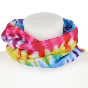 Écharpe tube cache-cou arc-en-ciel tie-dye