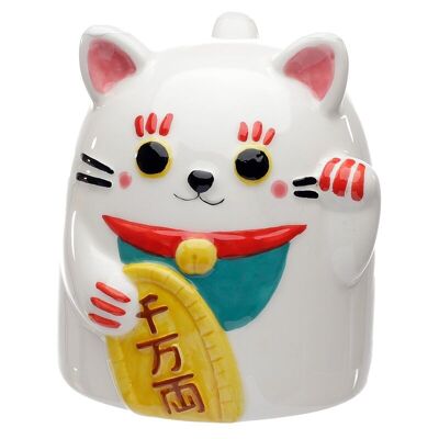 Maneki Neko Tazza a forma di gatto della fortuna capovolta in ceramica