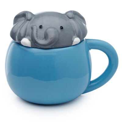 Adoramals Elephant Peeping Lid Mug en céramique pour animaux avec couvercle