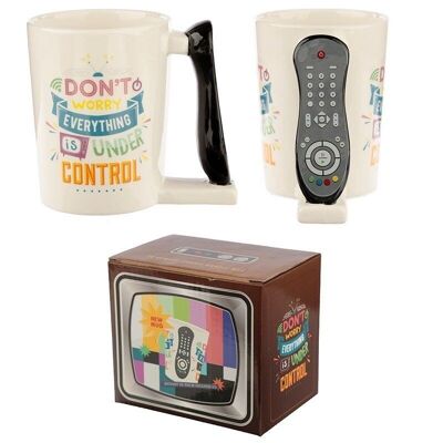 Taza con asa de cerámica con control remoto de TV