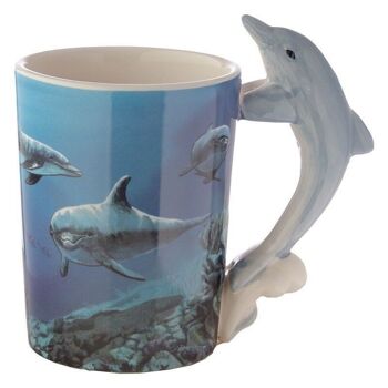 Tasse à poignée en céramique avec décalcomanie sous-marine Dolphin 2