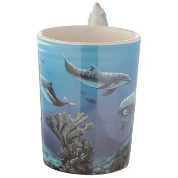 Tasse à poignée en céramique avec décalcomanie sous-marine Dolphin 3