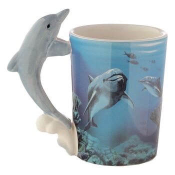Tasse à poignée en céramique avec décalcomanie sous-marine Dolphin 4