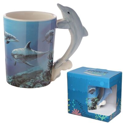 Tasse à poignée en céramique avec décalcomanie sous-marine Dolphin