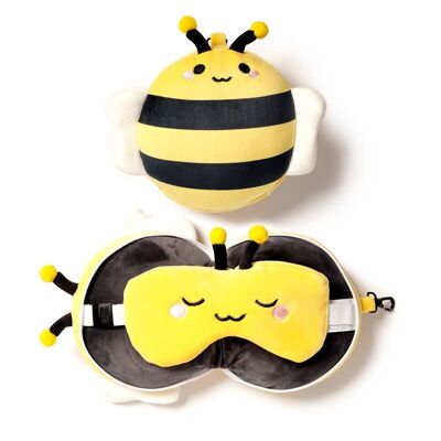 Relaxeazzz Adorabugs Bee Plüsch-Reisekissen und Augenmaske