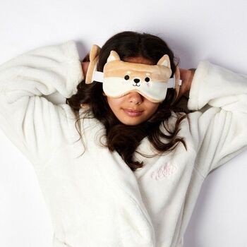Relaxeazzz Shiba Inu Dog Oreiller de voyage en peluche et masque pour les yeux 2