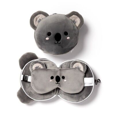 Relaxeazzz Adoramals Koala Cuscino da viaggio in peluche e maschera per gli occhi