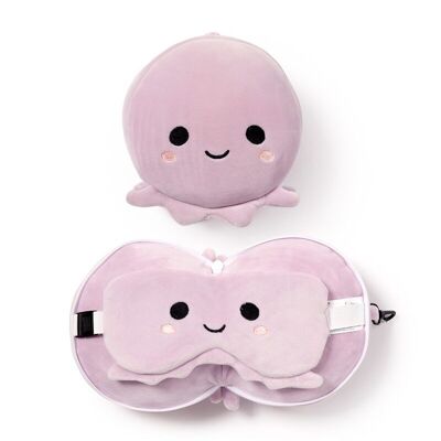 Relaxeazzz Adoramals Octopus - Almohada de viaje y antifaz para ojos