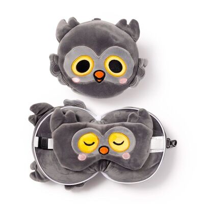 Relaxeazzz Adoramals Winston the Owl - Almohada de viaje y máscara para ojos