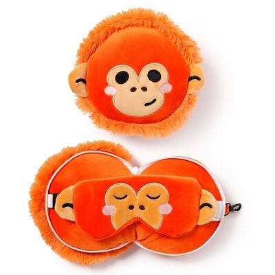 Relaxeazzz Adoramals Orangutan Plush Travel Pillow & Eye Mask