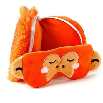 Relaxeazzz Adoramals Orang-outan Oreiller de voyage en peluche et masque pour les yeux 3