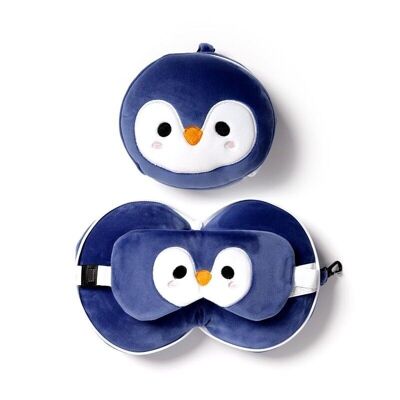 Relaxeazzz Penguin Plush Travel Pillow & Eye Mask