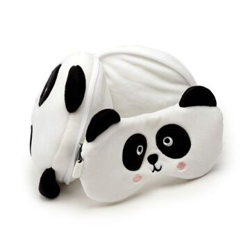Oreiller de voyage en peluche et masque pour les yeux Relaxeazzz Panda 3
