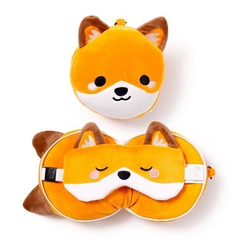 Relaxeazzz Adoramals Finnick the Fox Plush Travel Pillow & Eye Mask