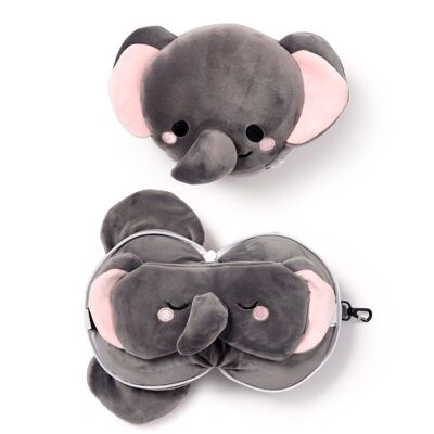 Relaxeazzz Adoramals Janu the Elephant Plush Travel Pillow & Eye Mask