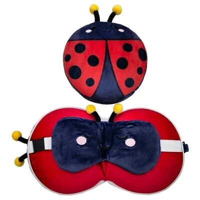 Relaxeazzz Adorabugs Ladybug Round Plush Travel Pillow & Eye Mask